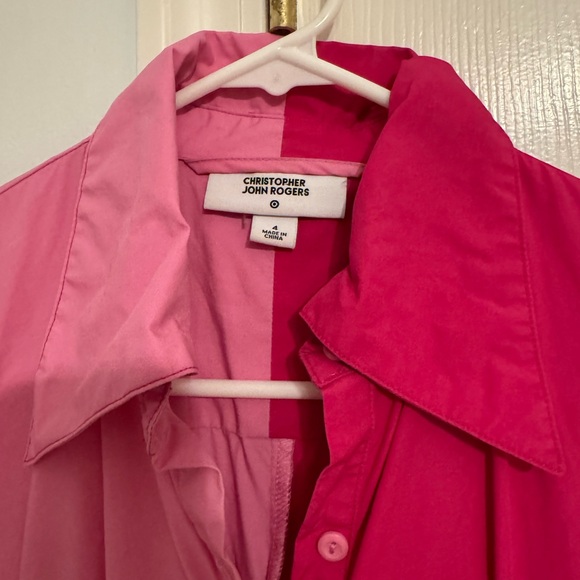 Christopher John Rogers Pink Colorblock Shirt size 4 Valentine colors - Picture 3 of 4
